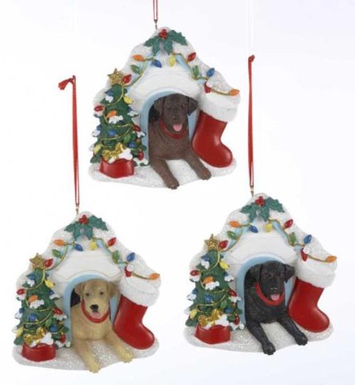 Labrador Doghouse Christmas Ornaments